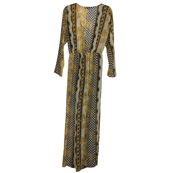 Gold & Black Sheer Maxi Dress Fashion Nova XL Sexy Chain Beach Summer Party Cute - Picture 2 of 6